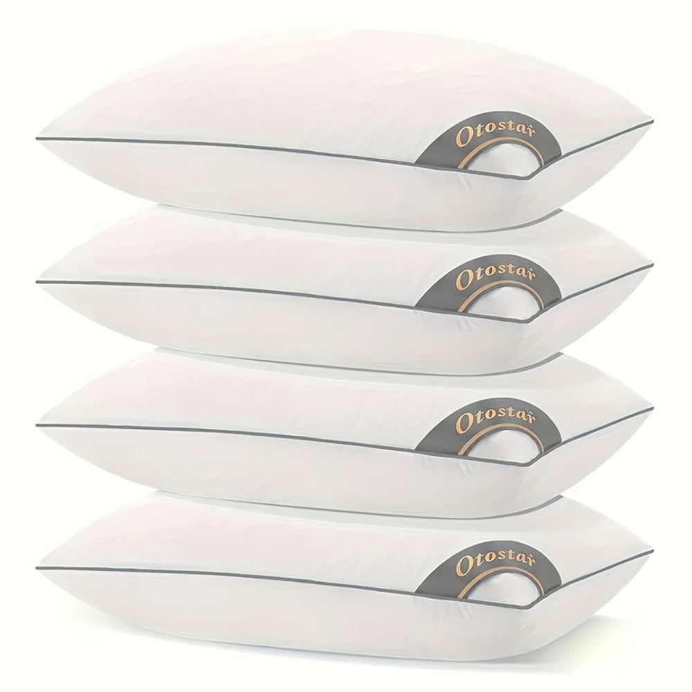 Hotel Quality Sleep Pillows Firm Support Cool-to-Touch Fiber Fill 2/4 Pack – Back Stomach Side Sleeper Pillow Set Soft Breathable Bed
