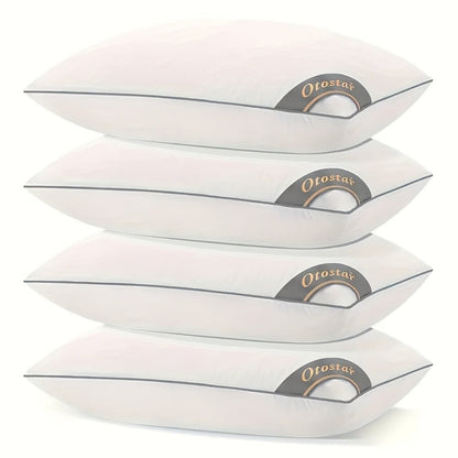 Hotel Quality Sleep Pillows Firm Support Cool-to-Touch Fiber Fill 2/4 Pack – Back Stomach Side Sleeper Pillow Set Soft Breathable Bed