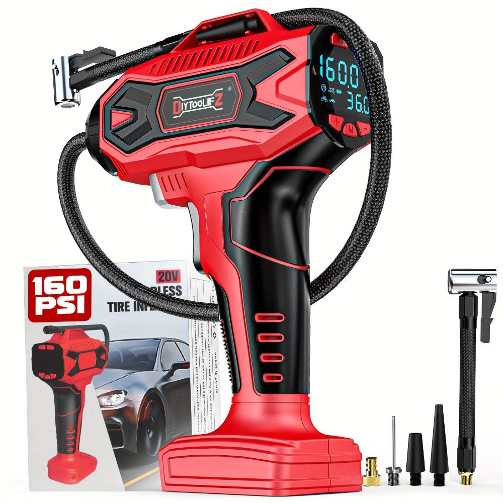 Cordless Tire Inflator 160PSI Portable Air Compressor Compatible with DeWalt 20V / 18V Battery, Digital Pressure Gauge