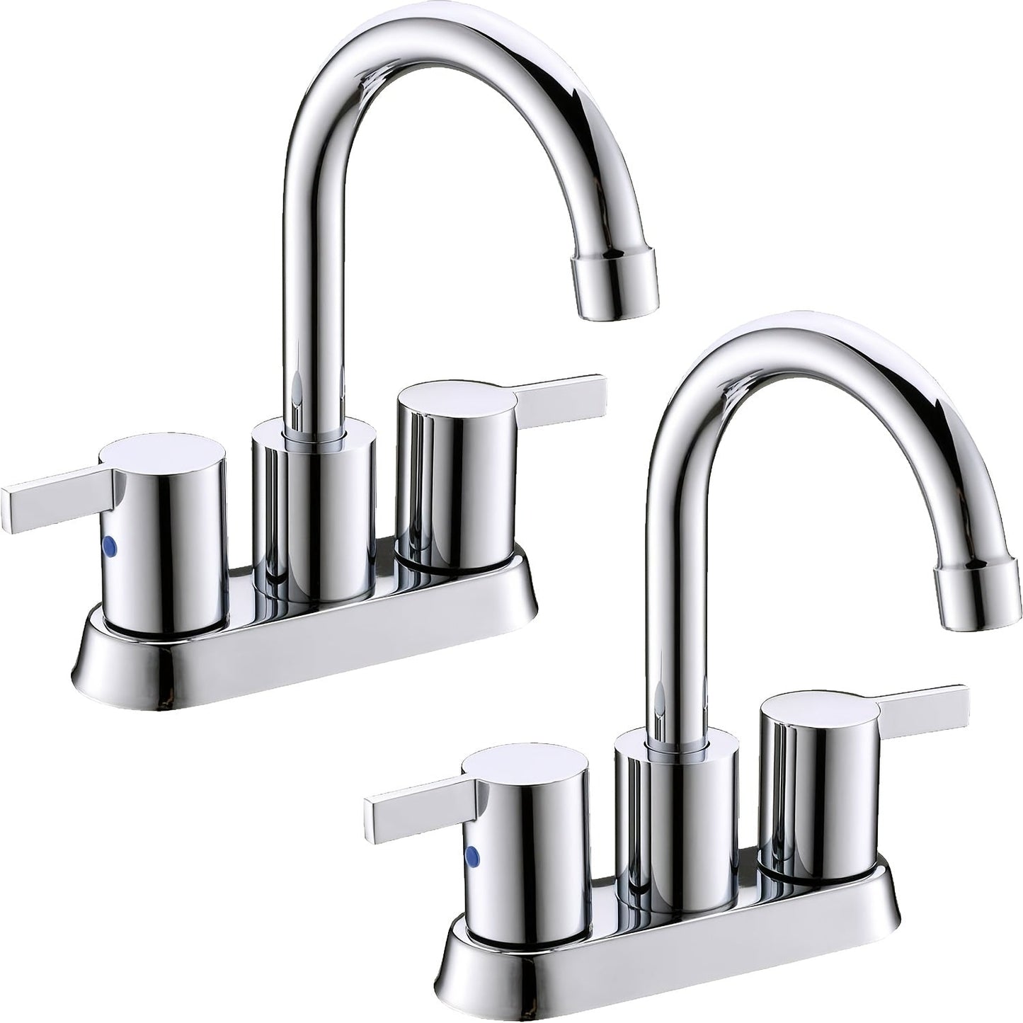 4-Inch Centerset Bathroom Faucet with Dual Handles, Swivel Spout and Single or Two-Piece Finish Options