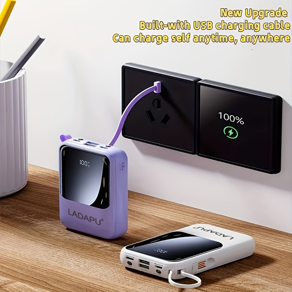 Power Bank 10000mAh Mini with Built-In Cable Set, 5W/15W/22.5W Variants, LED Light and Digital Display