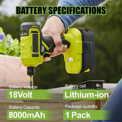 Ryobi 18V Replacement Battery 8.0Ah 2 Pack Li-ion Compatible with P102 P103 P105 P107 P108 for Entryways, Bedrooms and Living Spaces