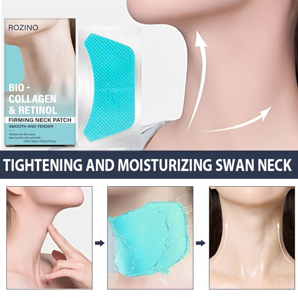 Neck Mask Patch 5pcs & Lifting, Bio Collagen, Bee Venom & 4-in-1 Retinol Gel Patch, Reduces Wrinkles & Sagging