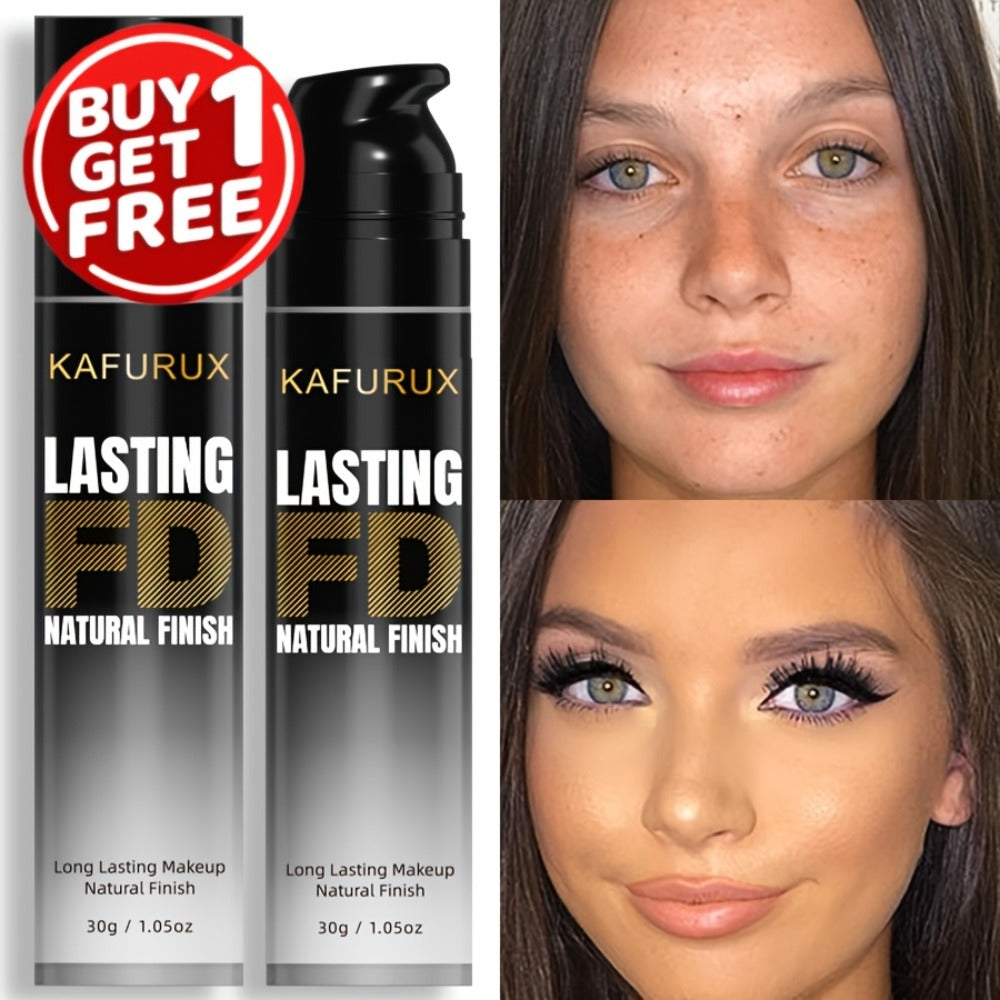 KAFURUX Liquid Foundation Two-Bottle Set with Pump Dispensers and Eight Matching Shade Pairs