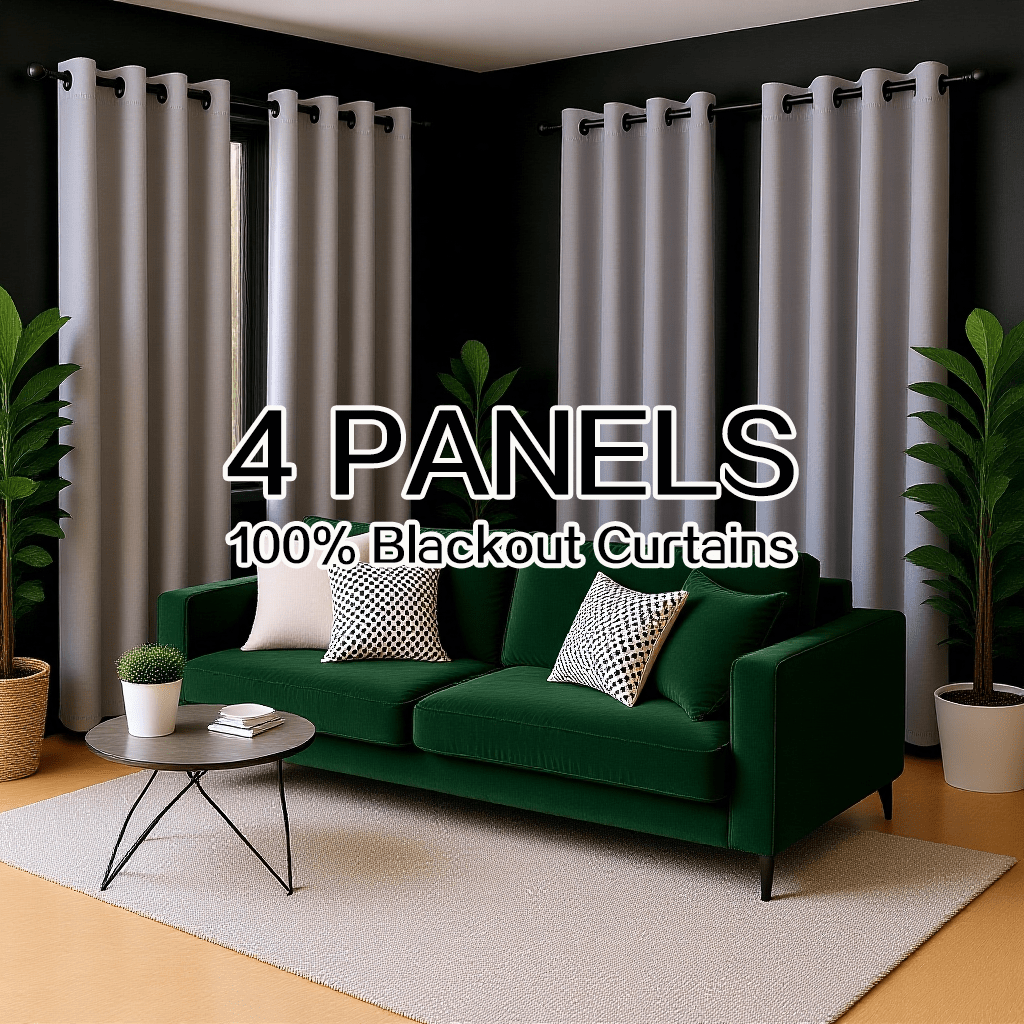 Blackout Curtains 4 Panels 100% Light Blocking Thermal Insulated Noise Reducing Grommet Window Curtains for Bedroom Living Room Balcony