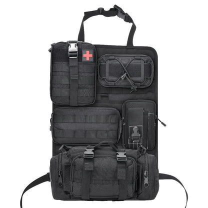 Tactical Car Seat Organizer – MOLLE Nylon Seat Back Storage Bag with 5 Pockets, Front & Rear Seat Protector for Jeep, Truck