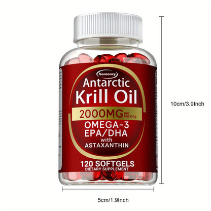 Antarctic Krill Oil 2000mg Softgels 120 Count with Astaxanthin EPA & DHA for Bath Time, Home Spa and Personal Care