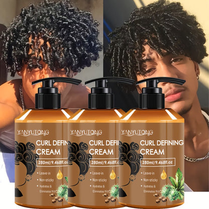 Curl Setting Cream with Castor Oil 280ml – Moisturizing Long-Lasting Curl Definition & Frizz Control, Non-Greasy Lightweight Formula