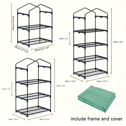 Mini Greenhouse with Steel Frame & Roll-Up Zipper Door, Portable Indoor Outdoor Plant Greenhouse