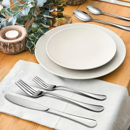 Stainless Steel Silverware Set 20 or 60 Piece – Heavy Duty Commercial Grade, Dishwasher Safe, Rust-Proof & Non-Toxic Bulk Kitchen Tableware