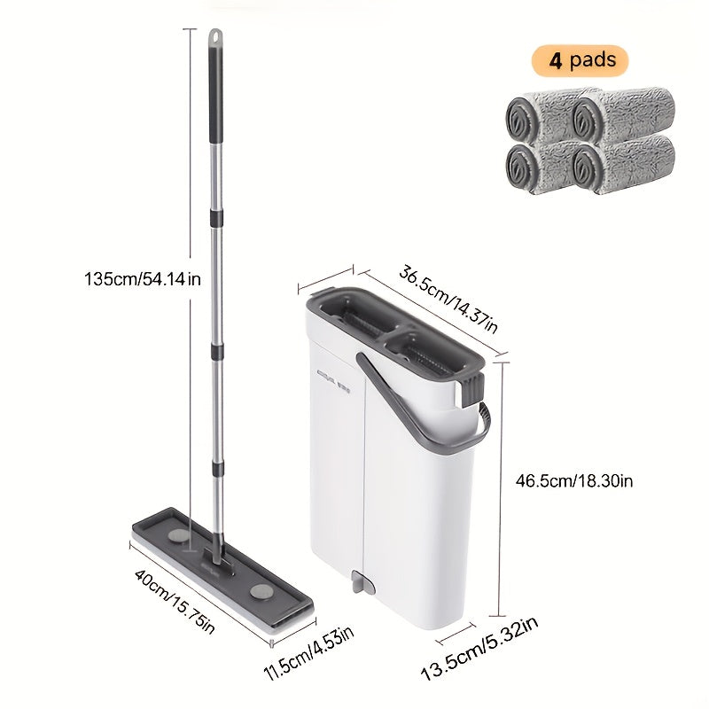 Spin Mop and Bucket Set with Wringer 360° Flat Mop Microfiber Pads Long Handle for Hardwood for Home Cooking, Dining and Outdoor Meals