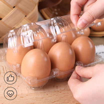 Plastic Egg Cartons, 60 Pack Clear 6-Cavity Reusable Egg Holders with 4 Label Stickers – Bulk Egg Carton Set for Home, Ranch, Chicken Farm