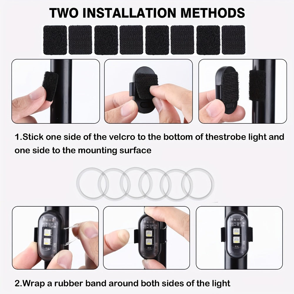 Wireless LED Strobe Warning Lights 6-Pack 8 Colors USB Charging IP65 Waterproof Anti-Collision Safety Light for Car Interior Truck