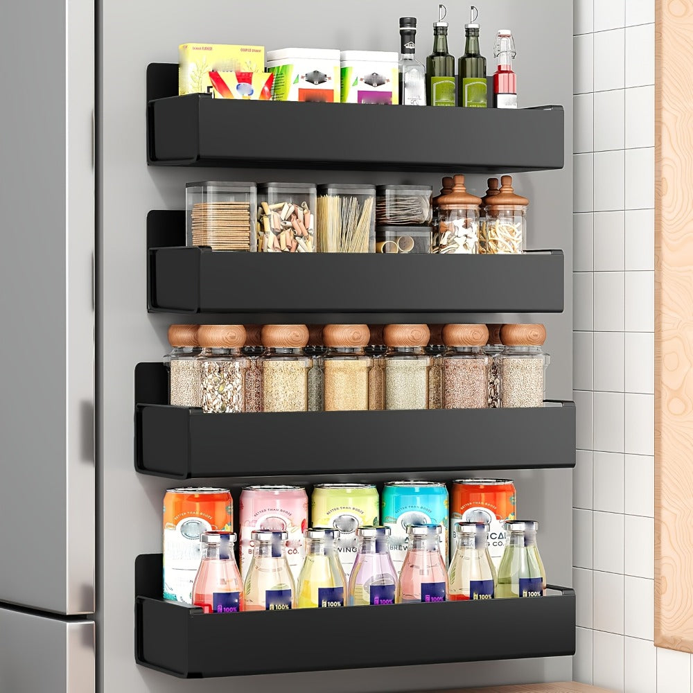 Magnetic Refrigerator Storage Rack 2/4pcs Fridge Side Organizer, Multi-Purpose Magnetic Storage Box for Kitchen Bathroom