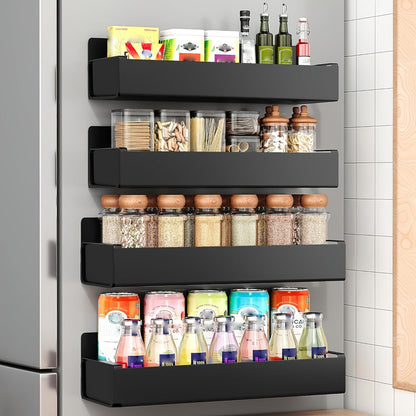Magnetic Refrigerator Storage Rack 2/4pcs Fridge Side Organizer, Multi-Purpose Magnetic Storage Box for Kitchen Bathroom