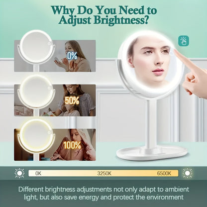 Makeup Mirror with Lights, 8-Inch Dual-Sided 1X and 25X with 80 LEDs, Three Light Colors, Touch Control and USB-C Charging