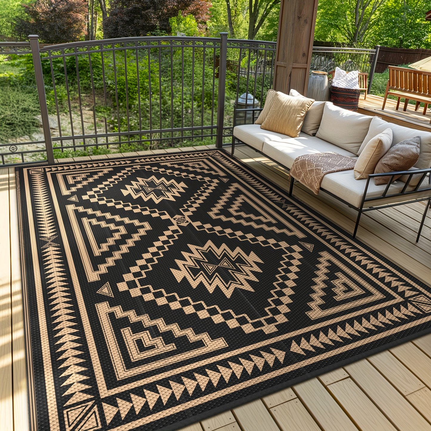 Outdoor Reversible Plastic Straw Rug for Patio Deck RV Camping – Waterproof UV-Resistant Lightweight Mat, Multiple Sizes & Colors