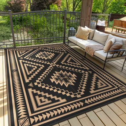 Outdoor Reversible Plastic Straw Rug for Patio Deck RV Camping – Waterproof UV-Resistant Lightweight Mat, Multiple Sizes & Colors