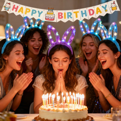 LED Bunny Ear Headbands 25-Pack for Parties, Celebrations and Guest Favors, with the Listed Configuration