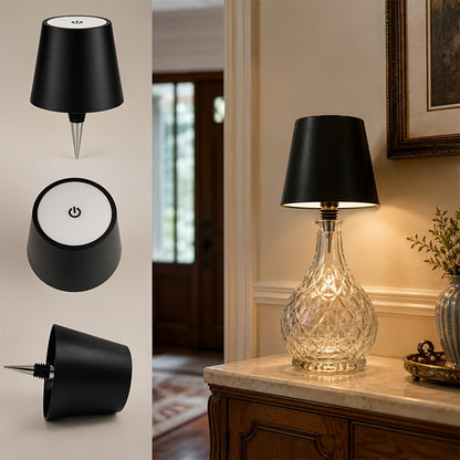 Table Lamp with Rechargeable Bottle-Top LED Shade, Three Color Temperatures, Touch Dimming and Five Options