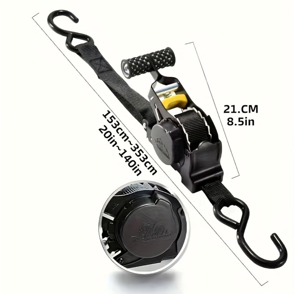 Self-Retracting Tie Down Straps 10 Feet Ratchet Cargo Straps, Auto Retract for Truck Trailer Motorcycle Moving & Appliances