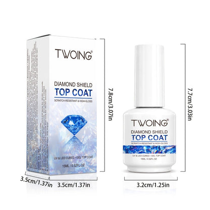 No-Wipe Gel Top Coat 2-Pack Diamond Shine High Gloss – LED Soak-Off Nail Sealer, Long-Lasting Scratch-Resistant Crystal Clear Finish