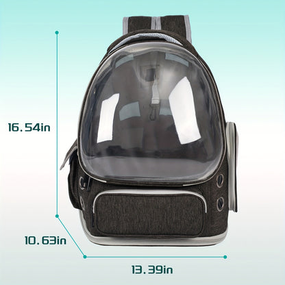 Cat Carrier Backpack Bubble Window Space Capsule Transparent Breathable Travel Bag for Cats & Kittens, Airline Approved Zipper & Pet Door