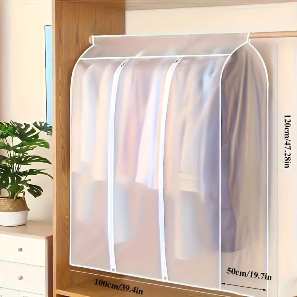 Garment Bag Clothes Dust Cover – Translucent PEVA Waterproof Hanging Storage Bag for Coat Dress Suit, Thickened Washable, Multiple Sizes