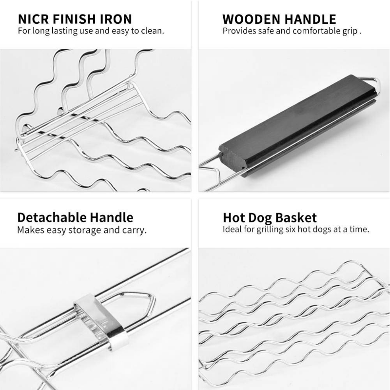 BBQ Sausage Grilling Basket, for Grilling, Camping and Outdoor Meals, with the Listed Configuration