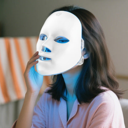 Portable 7-Color LED Facial Mask Device, USB Rechargeable Home Beauty Skincare Tool for Face Care