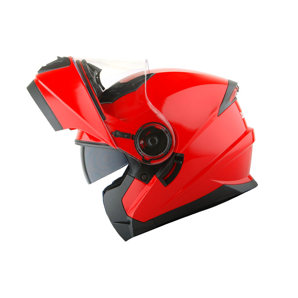 Motorcycle Helmet Modular Flip-Up Design with Dual Visors, Optional Three-Mode LED Tail Light and S-XL Sizes
