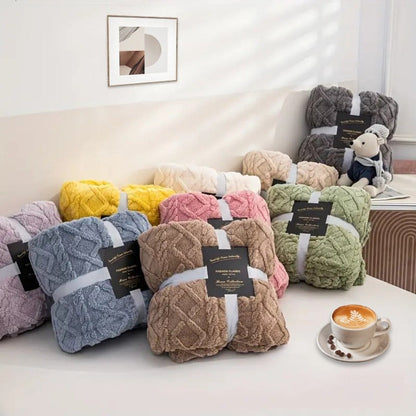3D Plush Dense Weave Fleece Blanket, Ultra- Throw for Bed, Couch, Travel & Outdoor, Air-Conditioning Friendly