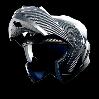 Motorcycle Helmet Modular Flip-Up Design with Dual Visors, Optional Three-Mode LED Tail Light and S-XL Sizes