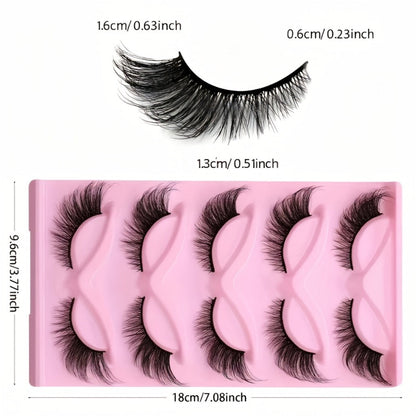 Wispy Cat-Eye False Eyelashes, 30-Piece Pack with Clear Bands in Stacked Pink Storage Trays