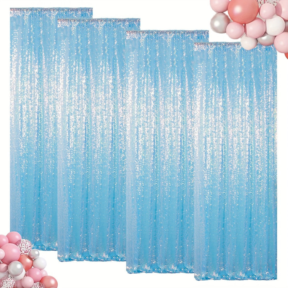 Sequin Backdrop Curtain for Party Wedding – 4x8ft Shimmering Glitter Curtain for Birthday Photo Booth Stage Decoration, Easy Hang