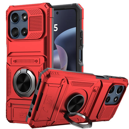 Phone Case Magnetic Metal Kickstand with layered Shell for Motorola Moto G 5G 2025 with Model-Specific Cutouts and Color Choices
