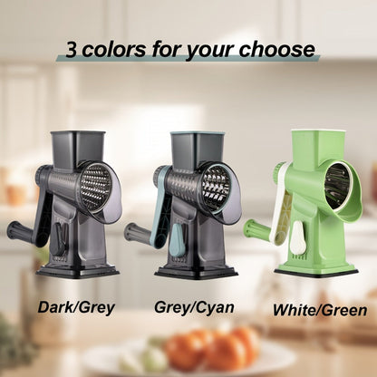 Rotary Vegetable Chopper Cheese Grater 5 Interchangeable Drum Blades Suction Base Handle for Cheese Vegetables Nuts Slicing Shredding