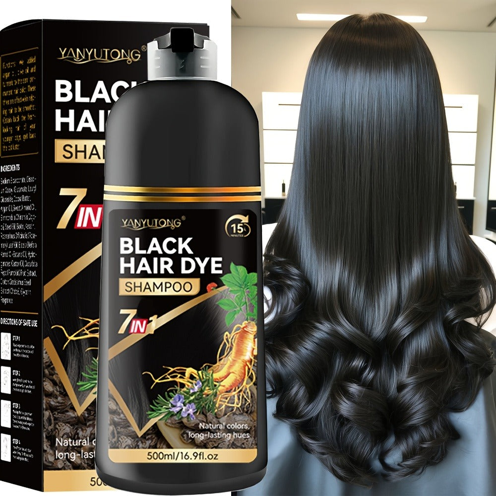 Hair Dye Shampoo Natural Plant Pigments, Covers Gray Hair Fast in 1 Wash, 16.91oz Color Shampoo in Black
