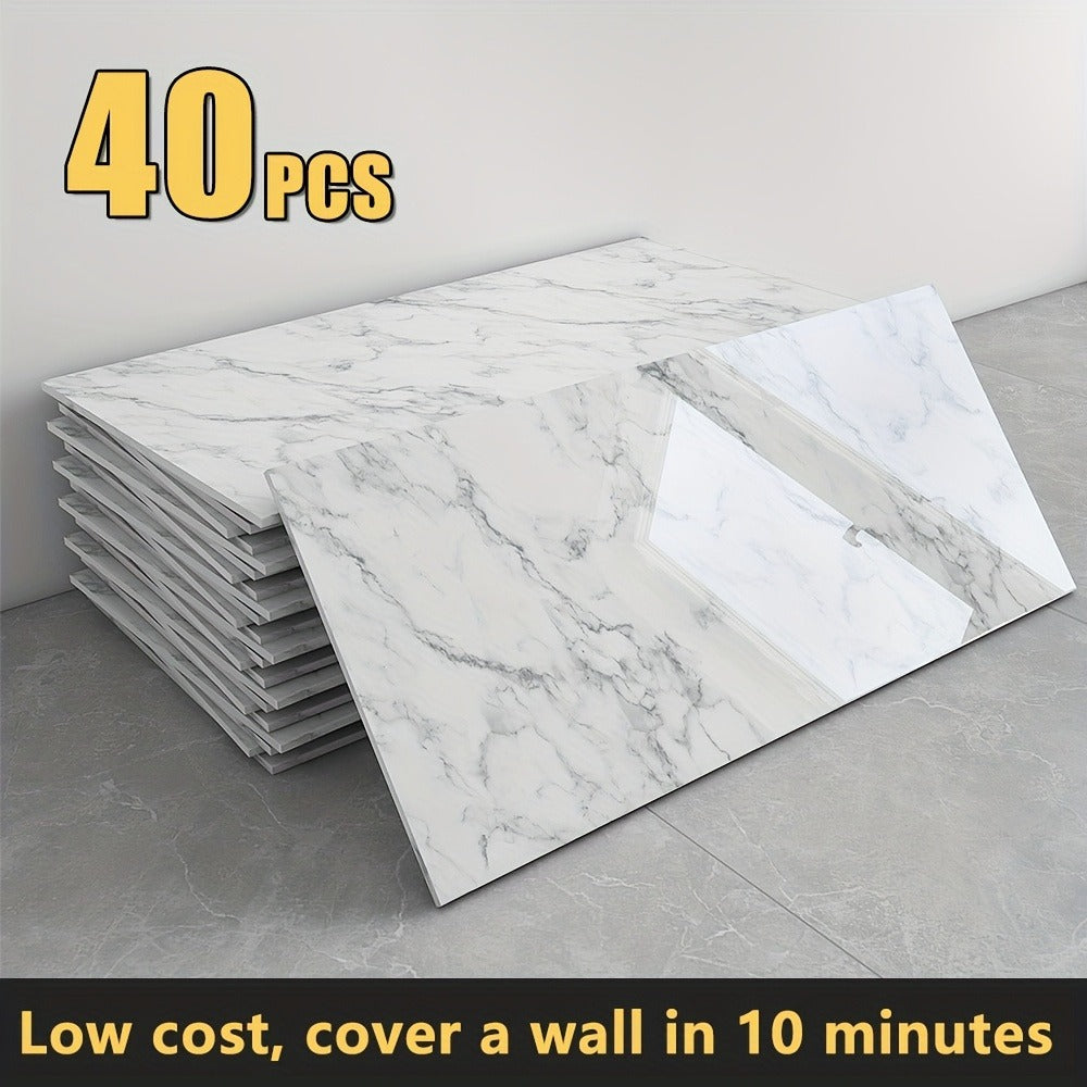 Peel and Stick Marble Wall Tiles – Self-Adhesive Backsplash Panels for Kitchen Bathroom Living Room