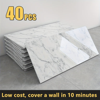Peel and Stick Marble Wall Tiles – Self-Adhesive Backsplash Panels for Kitchen Bathroom Living Room