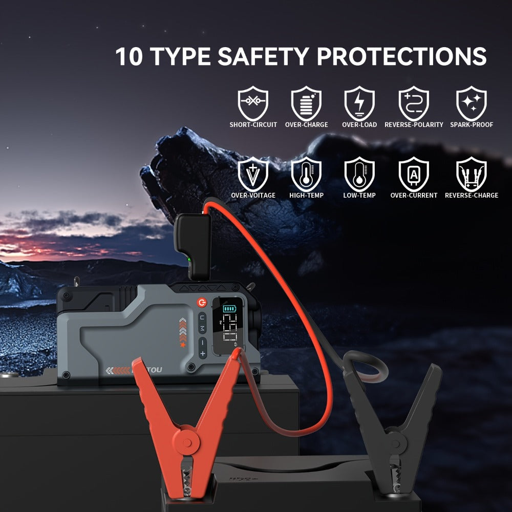 6000A/8000A Jump Starter with 150PSI Air Compressor – 7-in-1 Jump Box with Digital Tire Inflator, Portable Car Battery Charger for 12V