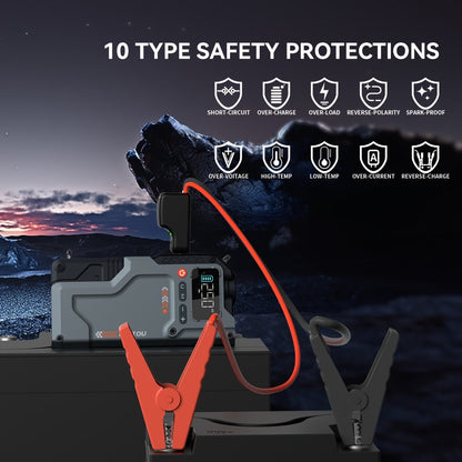 6000A/8000A Jump Starter with 150PSI Air Compressor – 7-in-1 Jump Box with Digital Tire Inflator, Portable Car Battery Charger for 12V