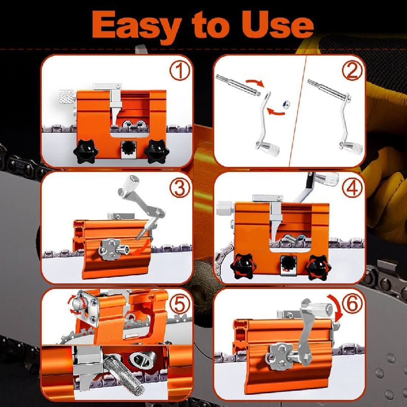 Chainsaw Sharpener Jig Kit – Portable Hand-Cranked Chain Saw Sharpening Tool with Aluminum Alloy Burrs | 1/3/5/10-Piece Sets for All Chain