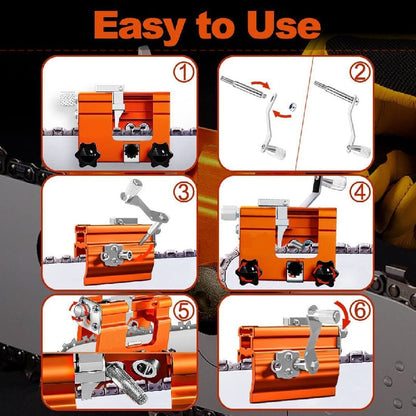 Chainsaw Sharpener Jig Kit – Portable Hand-Cranked Chain Saw Sharpening Tool with Aluminum Alloy Burrs | 1/3/5/10-Piece Sets for All Chain