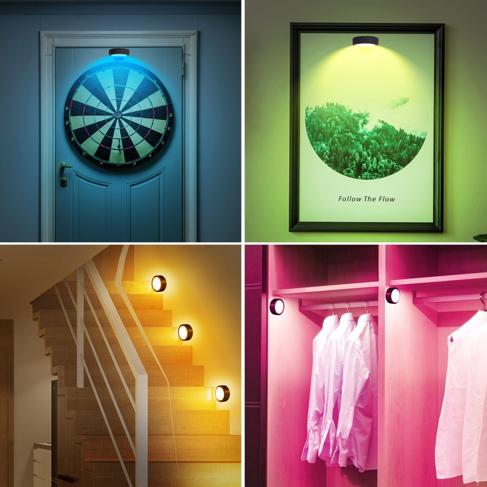 Picture Lights for Wall 13 RGB Color LED Art Light, Wireless Battery Operated Magnetic Painting Light with Remote