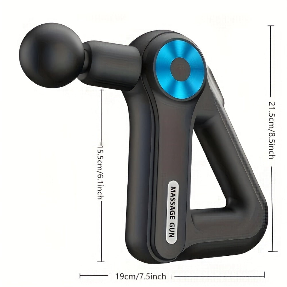 Triangular-Grip Massage Gun with Nine Attachments, Nine Gear Positions and Blue-Black or Gold-Black Finish