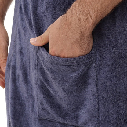 Bath Towels Wearable Mens Wrap 320GSM Suede Microfiber in Blue or Brown for Shower and Spa