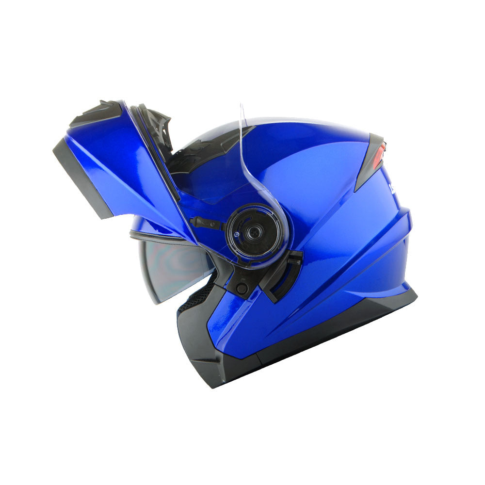 Motorcycle Helmet Modular Flip-Up Design with Dual Visors, Optional Three-Mode LED Tail Light and S-XL Sizes