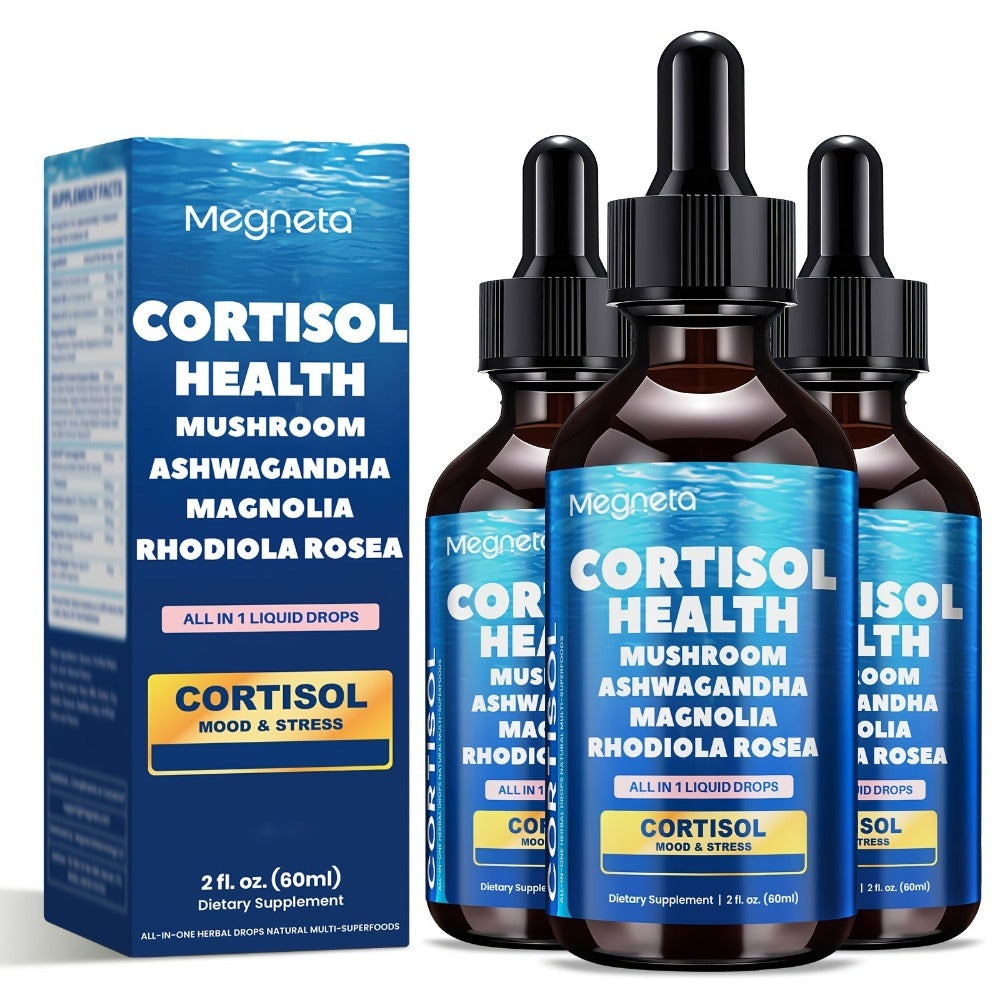 Cortisol Balance Liquid Drops for Stress & Cortisol Belly, KSM-66 Ashwagandha, Magnesium Glycinate & L-Theanine Sublingual Supplement