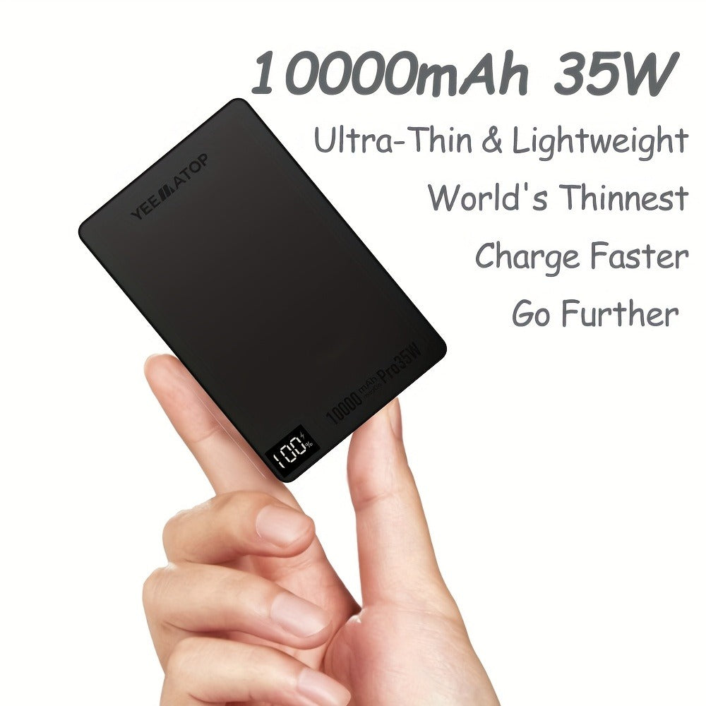 10000mAh Thin Magnetic Power Bank with 35W USB-C and 30W USB-A Port Markings in Four Colors